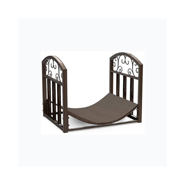 Hastings Home Firewood Rack Metal Holder with Decorative Scroll Design for Log Storage Bin, Indoor/Outdoor (Brown) 906038HXM - main